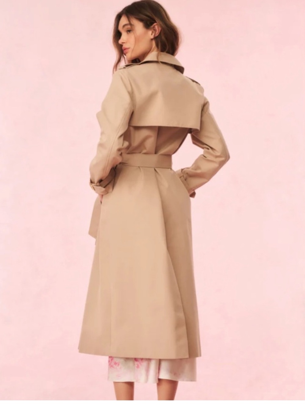 LoveShackFancy Beige Belted Trench Coat w/bow applique 2 NEW $695 - Picture 3 of 7